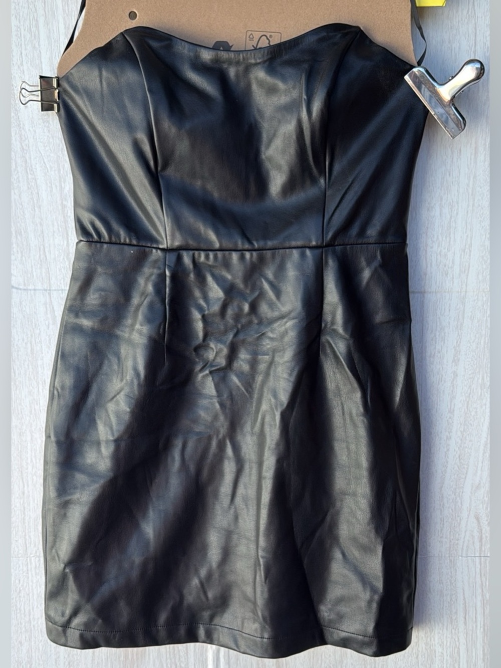 Forever 21 Black Faux Leather Strapless Mini Dress